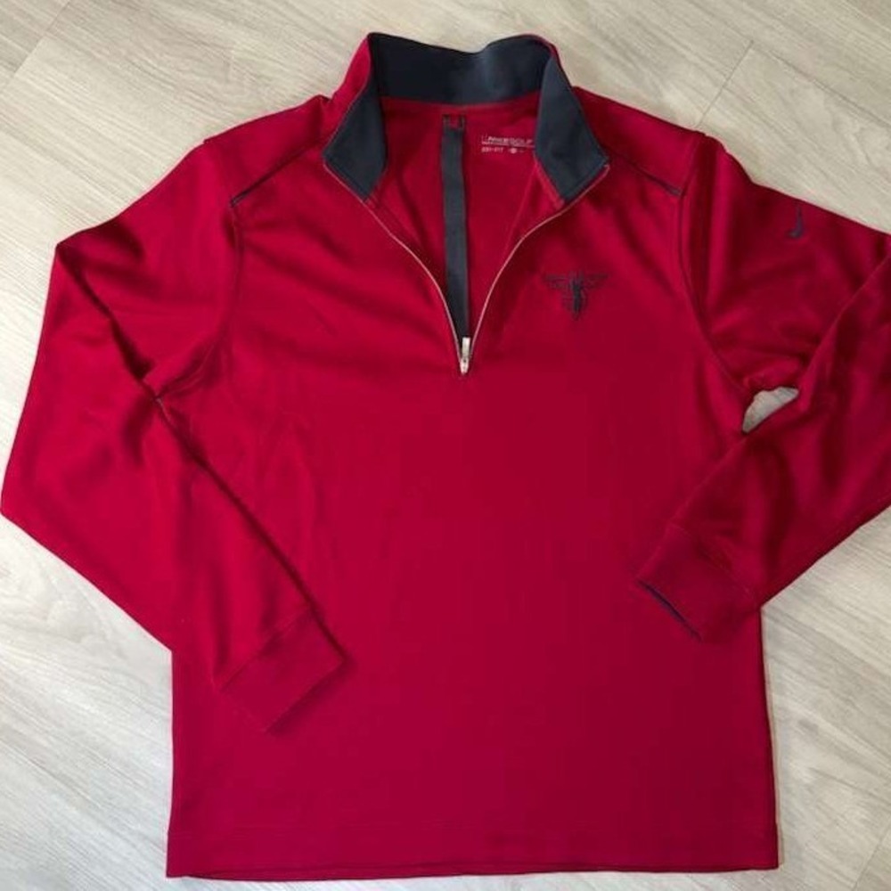 Nike Golf Dri-Fit Red Half Zip Pullover Men's Medium Golf Shirt